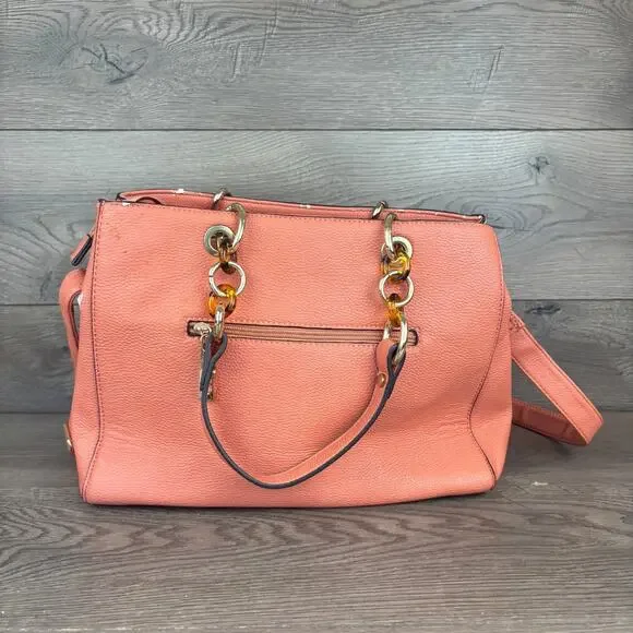 Michael Kors MK Satchel Hand Bag Shoulder Bag Peach Chain Cross Body Satchel - Picture 8 of 16